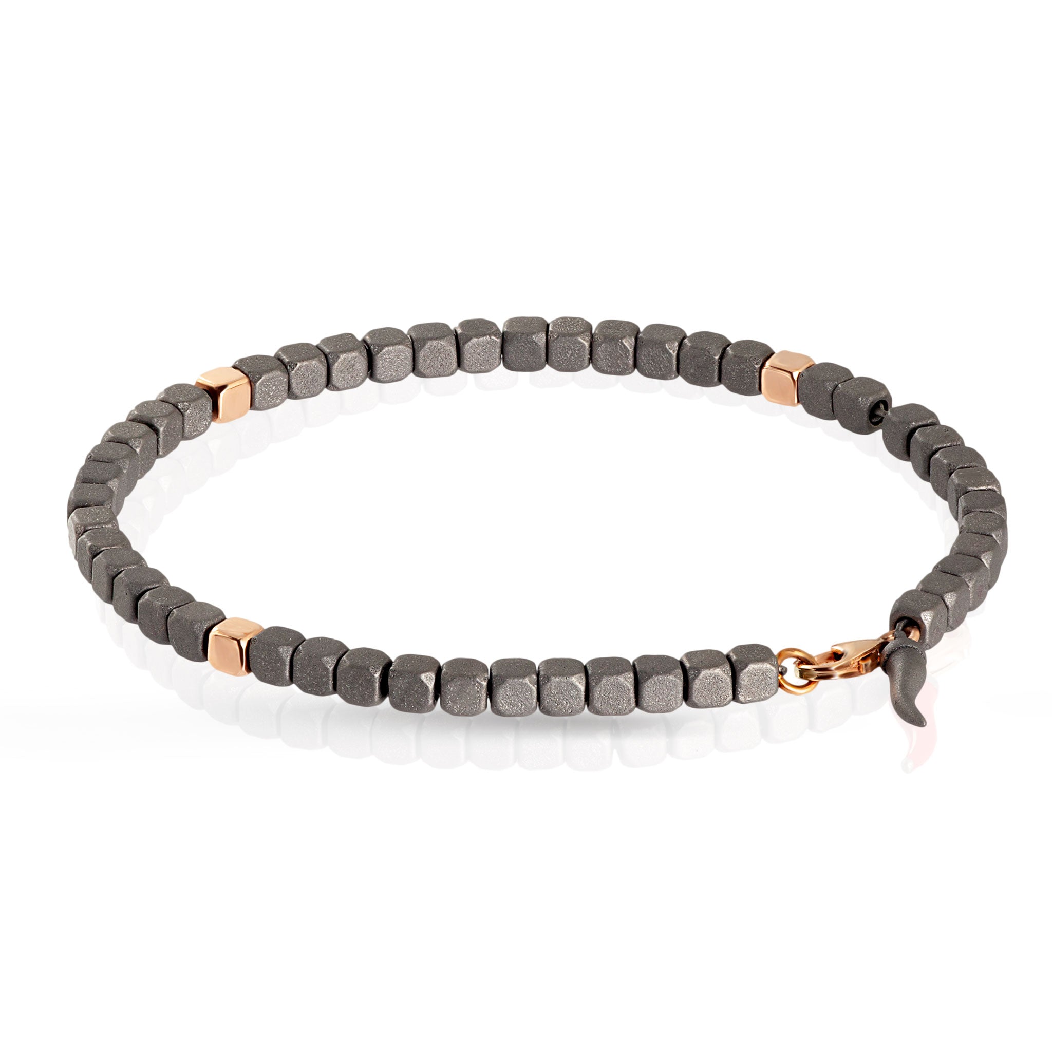 Bracciale uomo titanio e oro rosa 9k